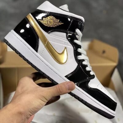 Jordan Air Jordan 1 Mid patent black white gold