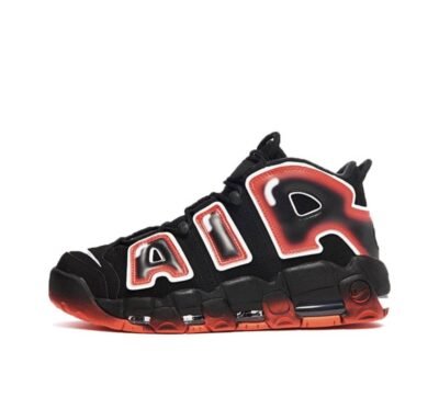 Nike Air More Uptempo Black White Laser Crimson